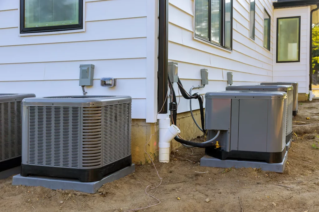 multiple air conditioners outside a house