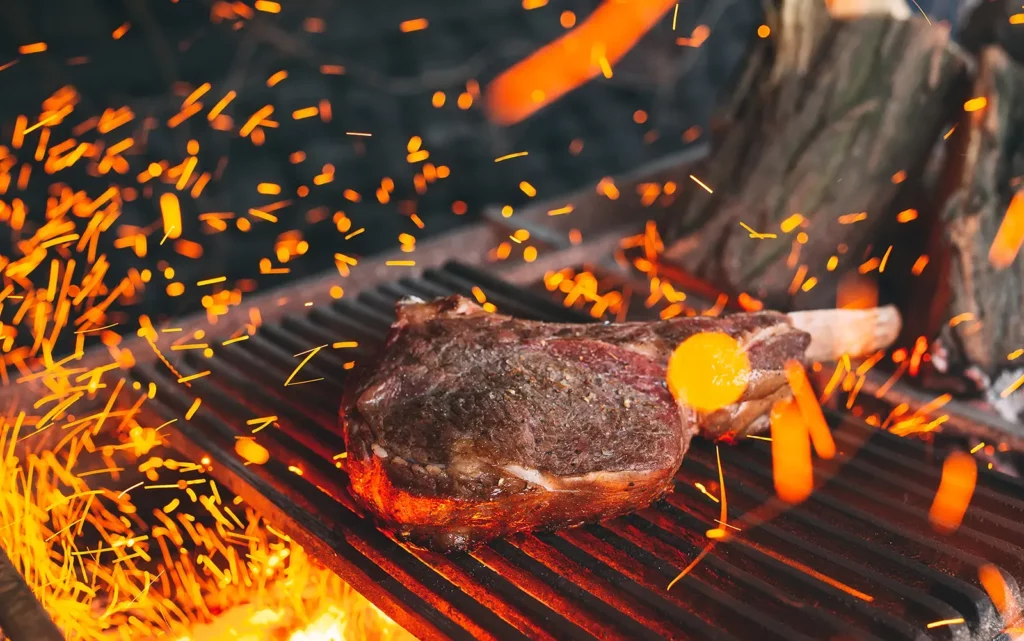 steak on a hot grill