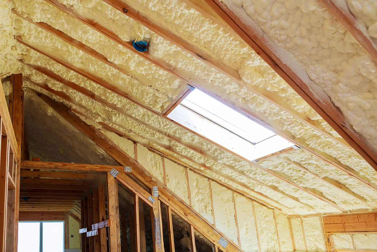 an attic with insulation